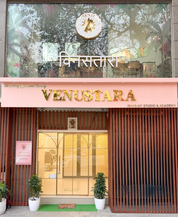 The Venustara luxury beauty atelier interior with bespoke mirrors and champagne lighting